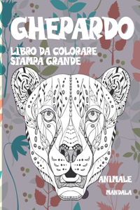 Libro da colorare Stampa grande - Mandala - Animale - Ghepardo