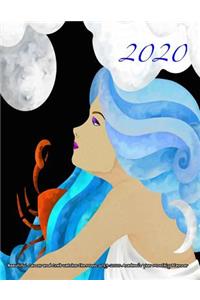 2020- Beautiful Cancer and Crab watches the Moon 2019-2020 Academic Year Monthly Planner