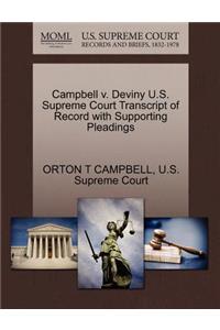 Campbell V. Deviny U.S. Supreme Court Transcript of Record with Supporting Pleadings