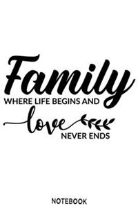 Family is where life begins and love never ends Notebook