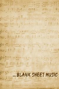 ... Blank Sheet Music Notebook on music notes background