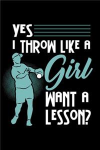 Softball Notebook Yes I Throw Like A Girl Want A Lesson?