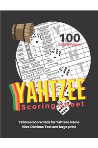 Yahtzee Scoring Sheet