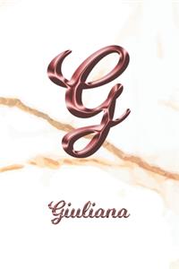 Giuliana: Sketchbook - Blank Imaginative Sketch Book Paper - Letter G Rose Gold White Marble Pink Effect Cover - Teach & Practice Drawing for Experienced & As