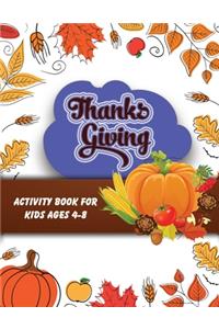 Thanksgiving activity book for kids ages 4-8