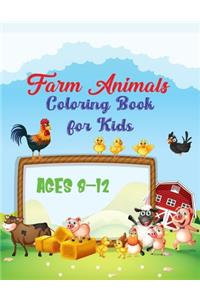 Farm Animals Coloring Book for kids ages 8-12