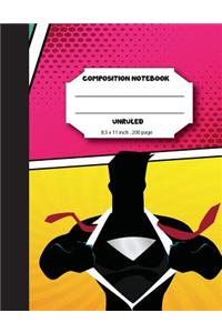 Composition notebook unruled 8.5 x 11 inch 200 page, superhero