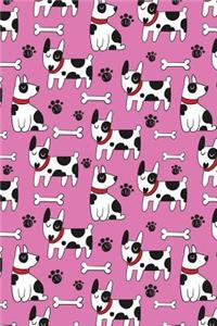Journal Notebook Dogs and Bones Pattern On Pink