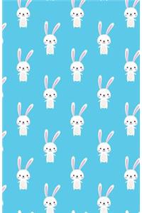 Journal Notebook For Animal Lovers - Cute Rabbit Pattern - Blue