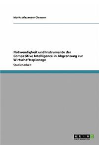 Notwendigkeit und Instrumente der Competitive Intelligence in Abgrenzung zur Wirtschaftsspionage