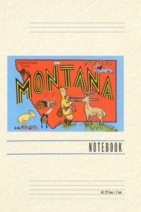 Vintage Lined Notebook Greetings from Montana, Map