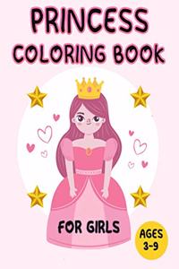 princess coloring book for girls ages 3-9