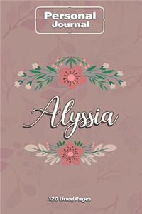 Alyssia Notebook Journal Personal Diary Personalized Name 120 pages Lined (6x9 inches) (15x23cm)
