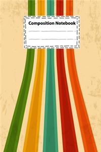 Composition notebook Vintage Rainbow with colorful stripes Retro texture lines for Students, Kids and Teens