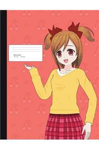 Anime Manga Girl Composition Book Wide Ruled