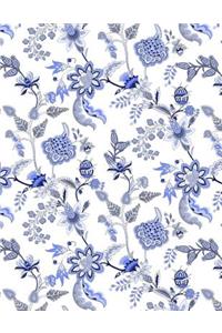 My Big Fat Journal Notebook Blue Chinoiserie Pattern On White