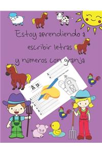 Estoy aprendiendo a escribir letras y números con granja