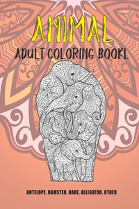 Animal - Adult Coloring Book - Antelope, Hamster, Hare, Alligator, other
