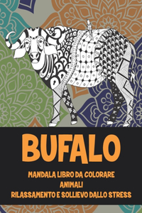 Mandala Libro da colorare - Rilassamento e sollievo dallo stress - Animali - Bufalo