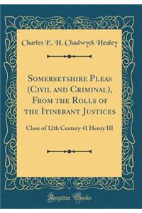 Somersetshire Pleas (Civil and Criminal), from the Rolls of the Itinerant Justices: Close of 12th Century 41 Henry III (Classic Reprint)