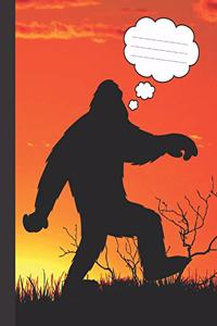 Sasquatch Orange Sunset Blank Composition Wide-ruled blank line School Notebook