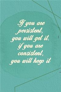 If You Are Persistent, You Will Get It. If You Are Consistent, You Will Keep It
