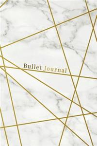 Bullet Journal: Marble + Gold Trendy Journal - 120-Page 1/2 Inch Dot Grid Notebook- 6 X 9 Marble & Gold Perfect Bound Softcover