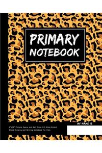 Primary Notebook: 8"x10" Picture Space and Half Line (0.5 Wide Ruled) - Blank Drawing and Writing Notebook For Kids: Primary Notebook