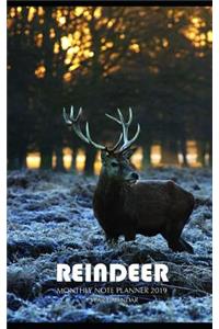 Reindeer Monthly Note Planner 2019 1 Year Calendar