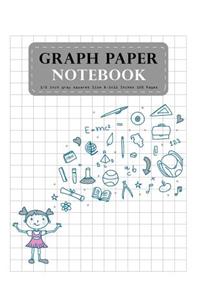 Graph Paper Notebook Gray 1/2 Inch Squares Size 8.5x11 Inches 120 Pages
