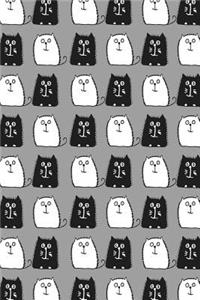 Journal Notebook For Cat Lovers Black and White Cats in a Row 9
