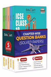 Educart ICSE Class 10 Question Bank 2025 + Solved Paper Physics | Chemistry | Biology | Mathematics | English Language for 2024-25 Exams (5 Books)