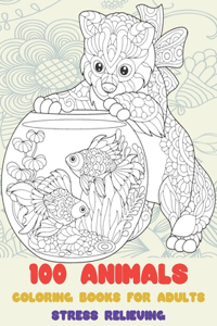 Stress Relieving Coloring Books for Adults - 100 Animals