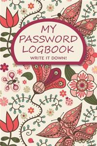 My Password Logbook Write It Down!