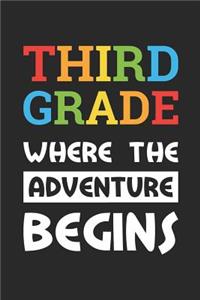 Back to School Notebook 'Third Grade Where The Adventure Begins' - Back To School Gift - 3rd Grade Writing Journal