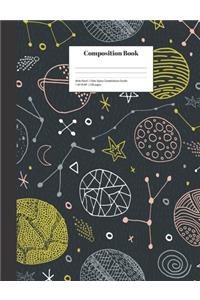 Composition Book Wide-Ruled Outer Space Constellations Doodle