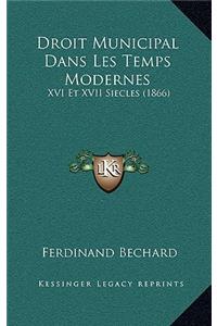 Droit Municipal Dans Les Temps Modernes