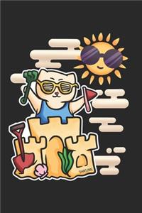 Beach Sandcastle Sky Cat Notebook