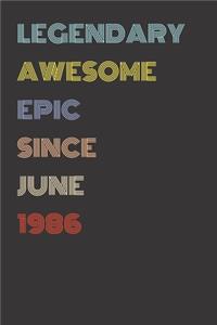 Legendary Awesome Epic Since June 1986 - Birthday Gift For 33 Year Old Men and Women Born in 1986