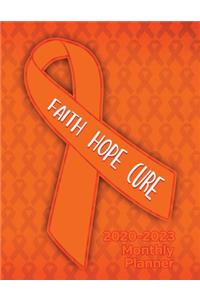 Kidney Cancer Awareness Ribbon Faith Hope Cure 2020-2023 Four Year Monthly Planner