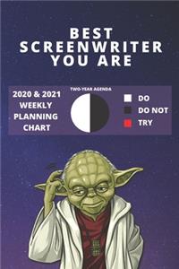 2020 & 2021 Two-Year Weekly Planner For Screenwriter Gift - Funny Yoda Quote Appointment Book - Two Year Agenda Notebook