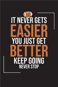 It Never gets easier, You just get better, Keep Going, Never Stop