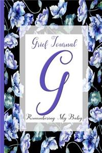 Blue Watercolor Flowers, Monogram Letter G