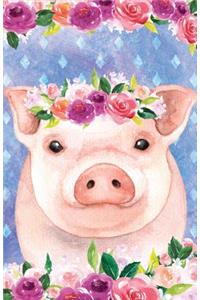 Journal Notebook For Animal Lovers Pink Pig In Flowers: 162 Lined and Numbered Pages With Index Blank Journal For Journaling, Writing, Planning and Doodling.