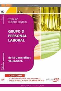 Grupo D Personal Laboral de la Generalitat Valenciana. Temario Bloque General