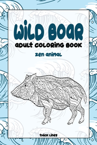 Adult Coloring Book Zen Animal - Thick Lines - Wild boar