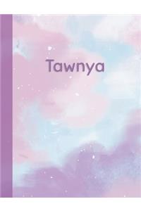 Tawnya: Personalized Composition Notebook - College Ruled (Lined) Exercise Book for School Notes, Assignments, Homework, Essay Writing. Purple Pink Blue Cov