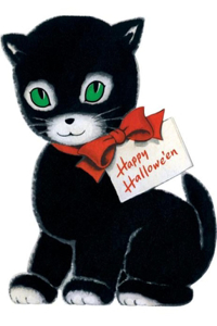 Happy Halloween Black Cat Halloween Greeting Card