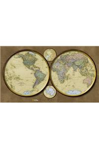 National Geographic World Hemispheres Wall Map - Laminated (42.75 X 24.5 In)