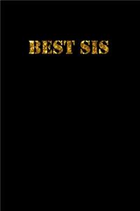 Best Sis Notebook for gift golden letters universal size A5 (6 x 9 in) 110 Lined lines Pages Journal for gift
